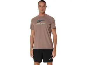 Asics Men's Court Graphic Tee (Taupe Grey/ Saxon Green)