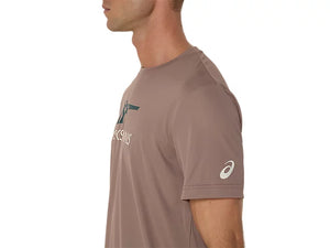 Asics Men's Court Graphic Tee (Taupe Grey/ Saxon Green)