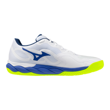 Load image into Gallery viewer, Mizuno Mens Wave Enforce Court - All Court - White/Blue/Yellow
