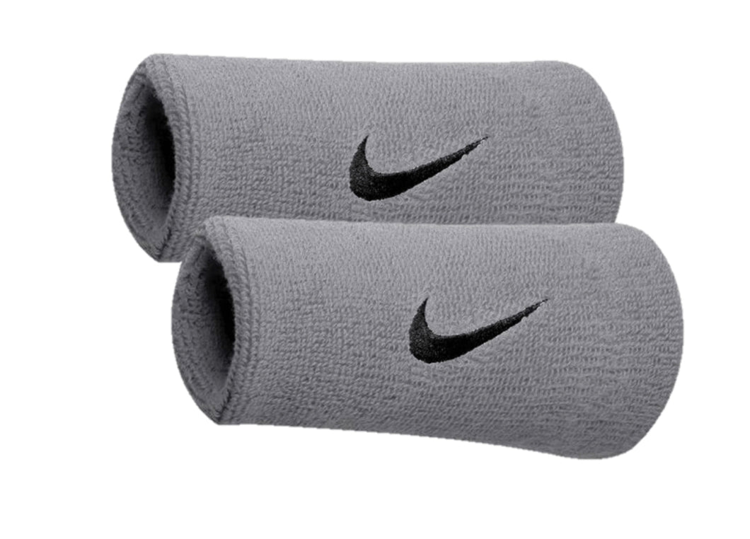 Nike Swoosh Doublewide Wristband (2 Pack) Grey