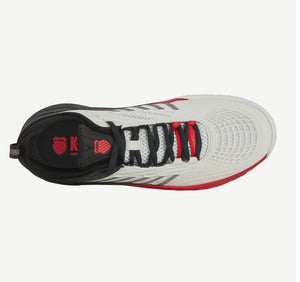 K-Swiss Men's Hypercourt Supreme 2 HB Clay Court (Bright White/Stretch Limo/Red)