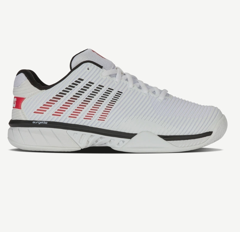 K-Swiss Men's Hypercourt Express 2 AC (WIDE 2E) (White/Black/Mars Red)