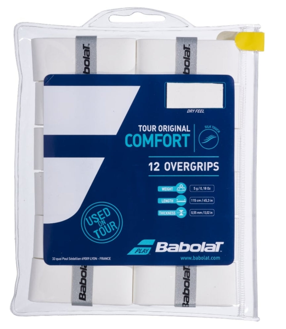Babolat Tour Original White Overgrip (12 Pack)