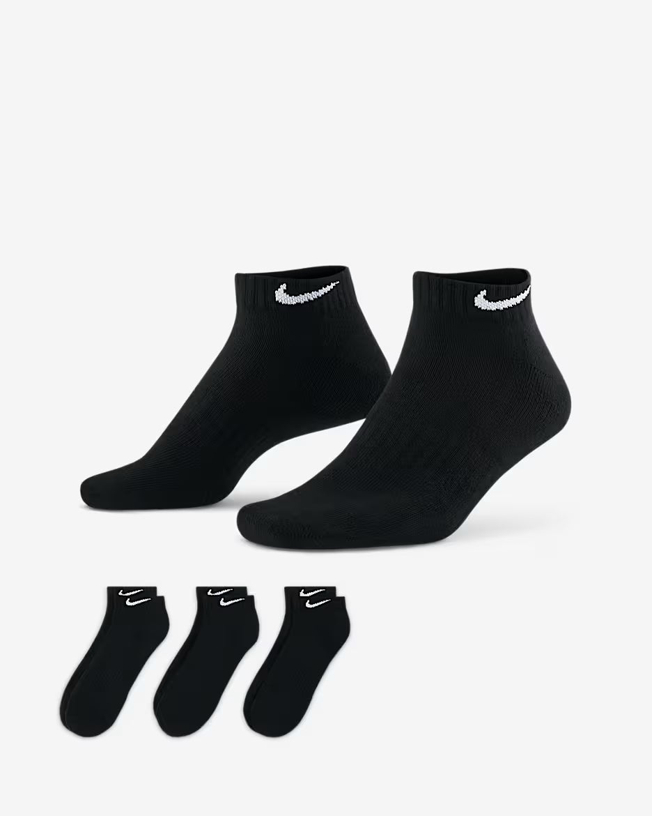Nike Everyday Cushioned Training Low Socks (3 Pairs) Black