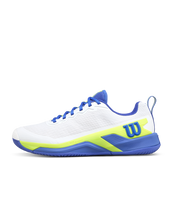 Load image into Gallery viewer, Wilson Men&#39;s Rush Pro 4.5 All Court (White/amparo blue/safety yellow)
