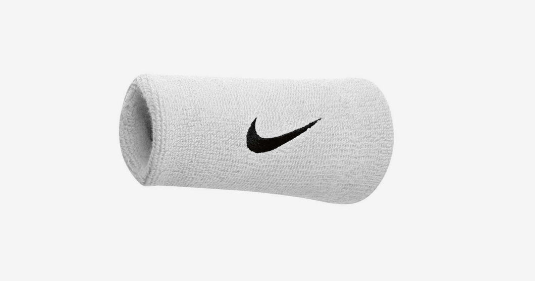 Nike Swoosh Doublewide Wristband (2 Pack) White