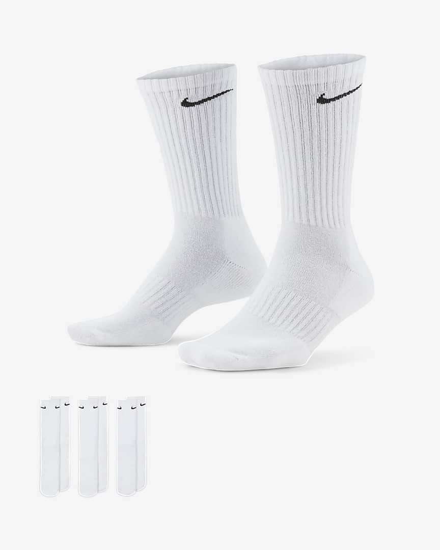 Nike Everyday Cushioned Training Crew Socks (3 Pairs) White