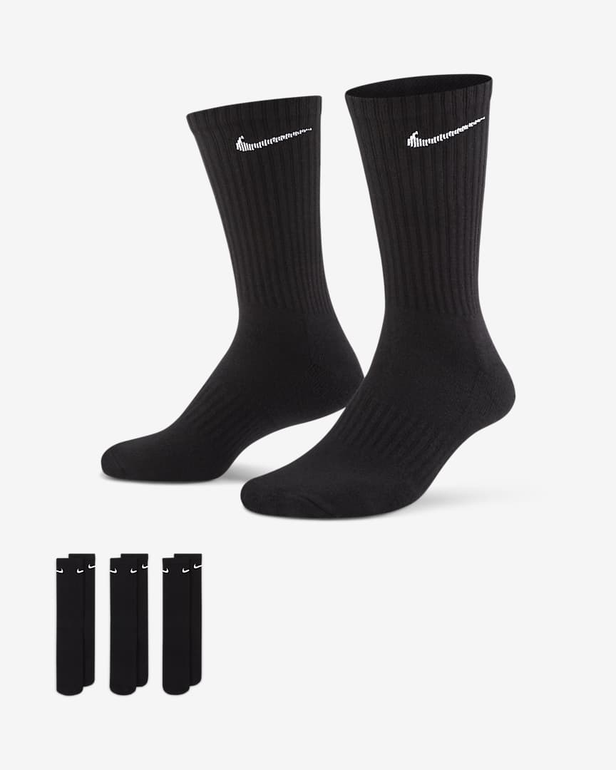 Nike Everyday Cushioned Training Crew Socks (3 Pairs) Black